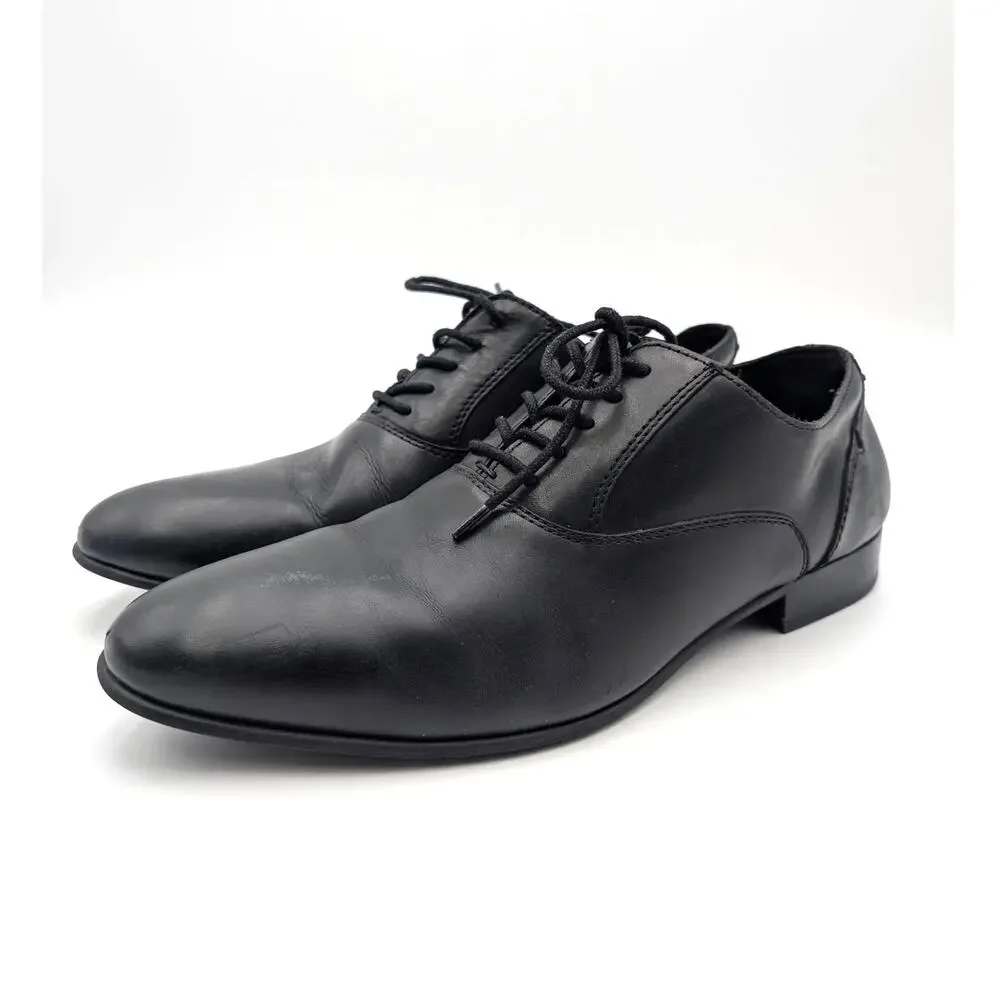 Vince Camuto Jensin Lace-Up Oxford Shoes Plain Toe Men's Black Size US12M EU45
